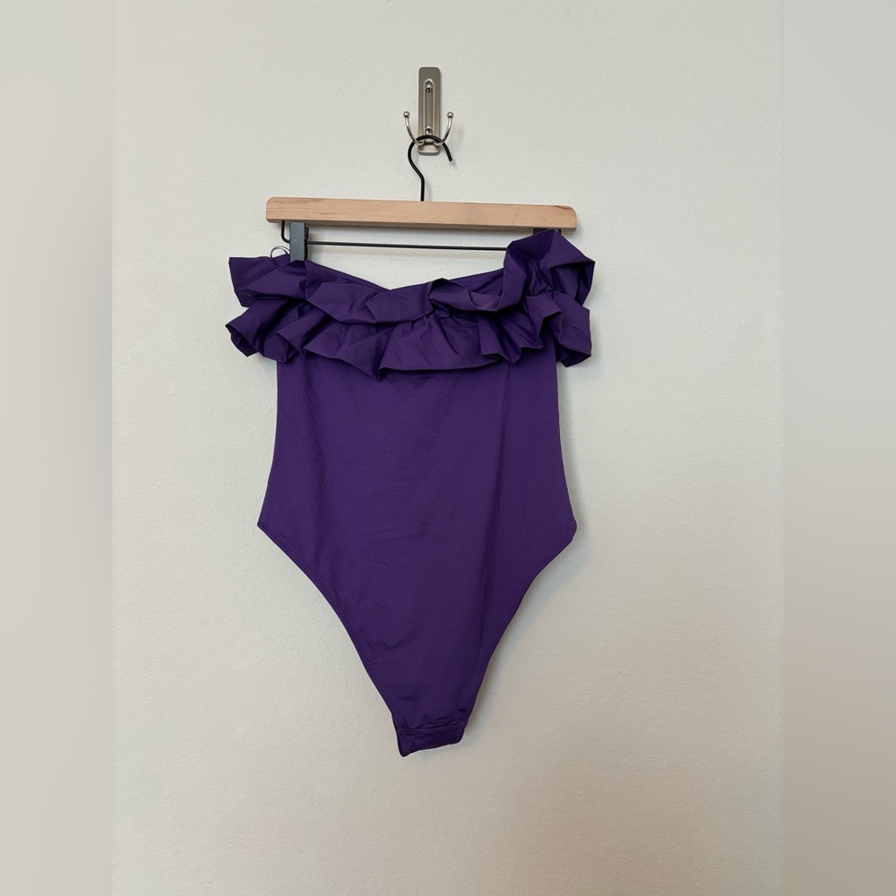 NWT Zara Strapless One Piece Swimsuit purple size large - Picture 2 of 7